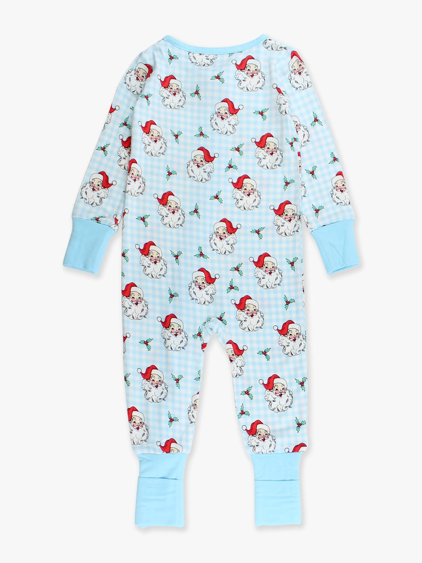 SoftSnooze™ Baby Bamboo Viscose Blue Dear Santa Convertible One Piece Footie Pajama