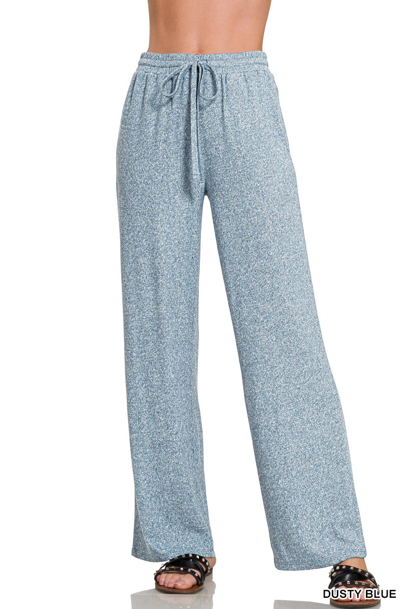 DRAWSTRING ELASTICBAND WAIST WIDE PANTS
