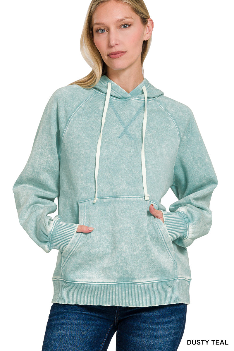 ACID WASH FLEECE HOODIE
