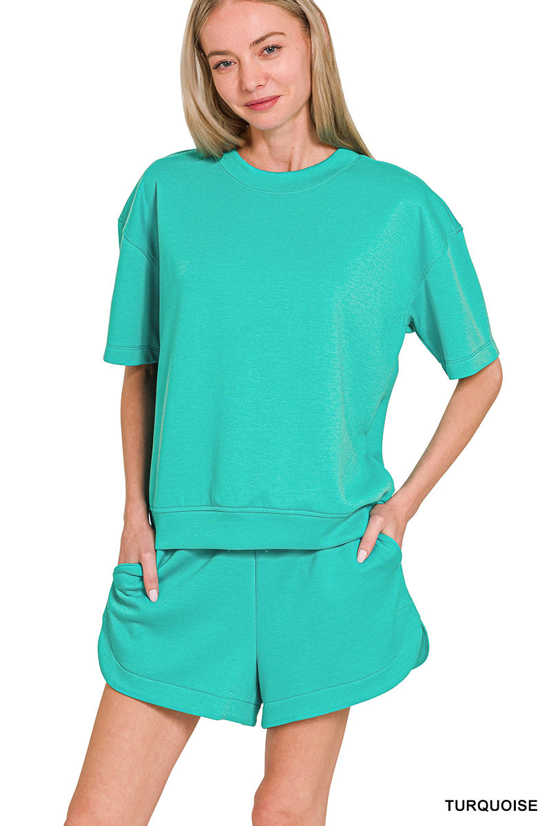 #ROTP-4113
SCUBA ROUND NECK TOP & DOLPHIN SHORTS SET