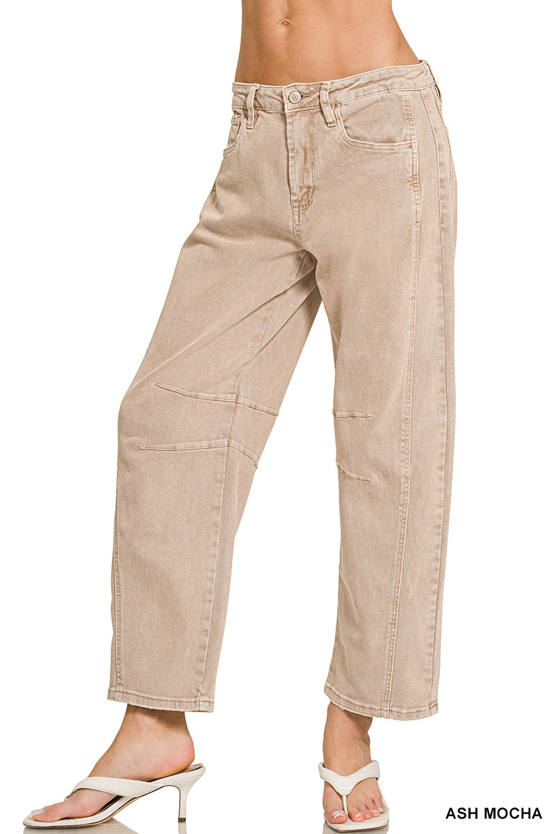 BARREL-LEG DENIM PANTS