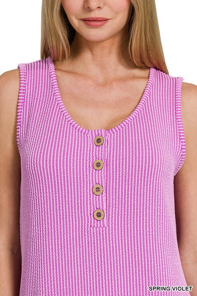 CORDED RIB SLEEVELESS TANK MINI DRESS WITH POCKETS