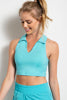BUTTER COLLARED CROPPED SPORTS TANK WITH V-NECK
