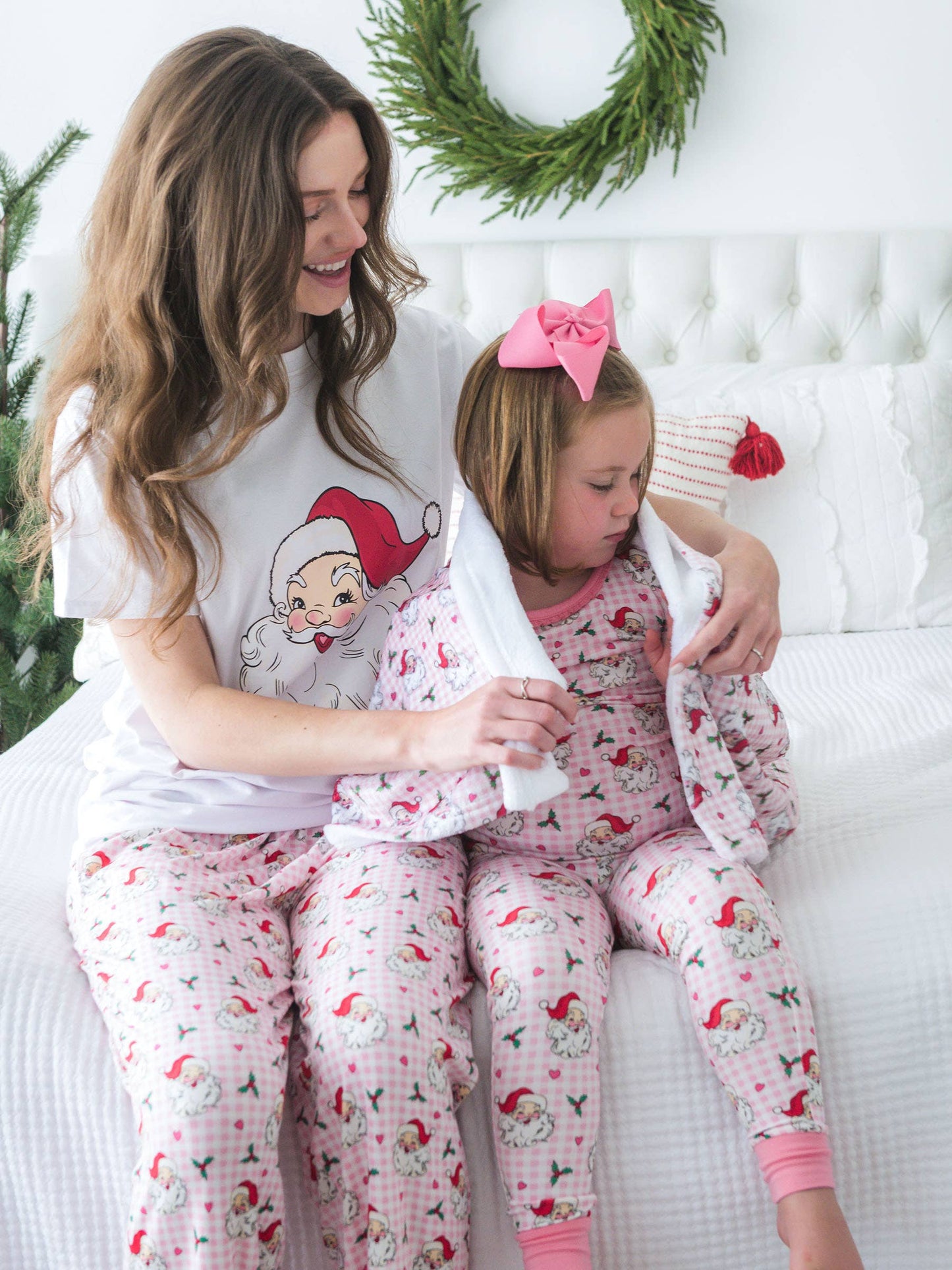 SoftSnooze™ Adult Bamboo Viscose Pink Dear Santa Pajama Pants