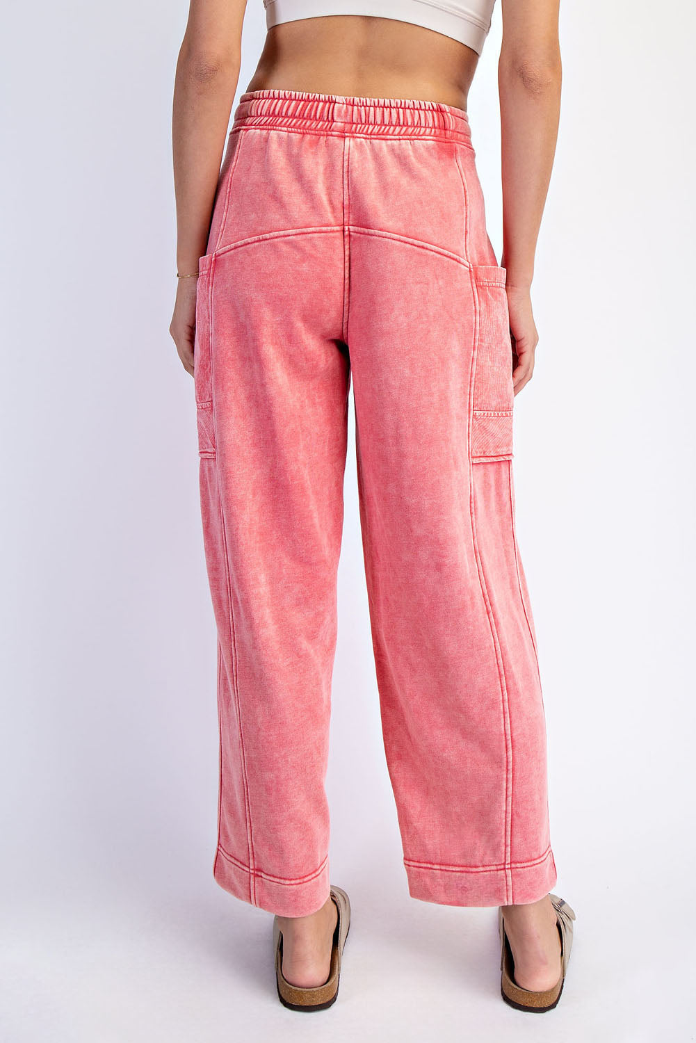 2  PC MINERAL WASHED FRENCH TERRY SHORT SLEEVE TOP & PANT SET