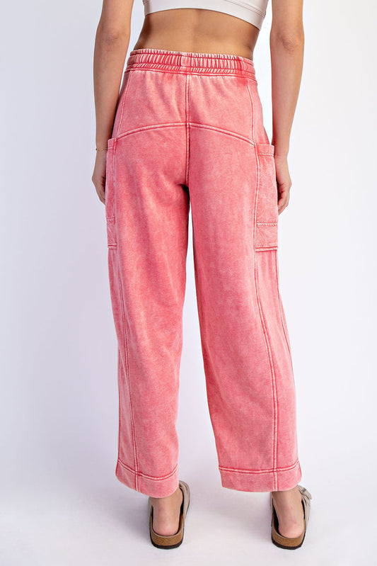 2  PC MINERAL WASHED FRENCH TERRY SHORT SLEEVE TOP & PANT SET