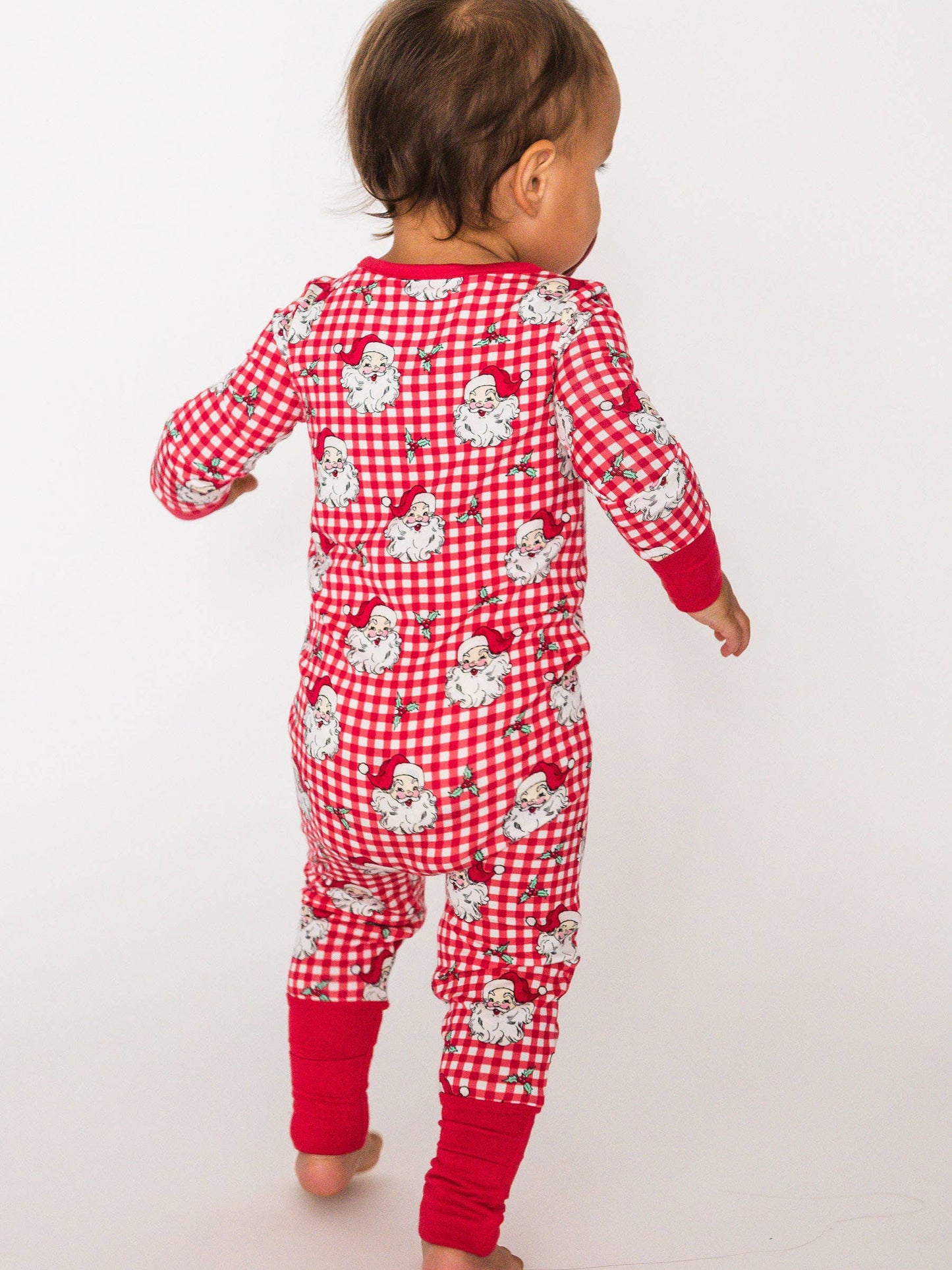SoftSnooze™ Baby Bamboo Viscose Red Dear Santa Convertible One Piece Footie Pajama