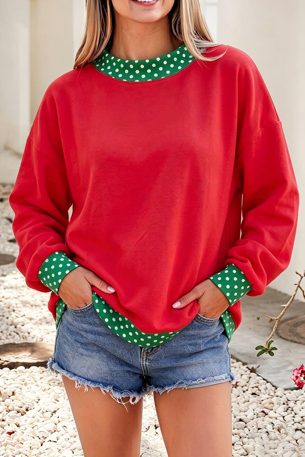 F/W26 HOT Polka Dot Mock Neck Sweatshirt | S-4X