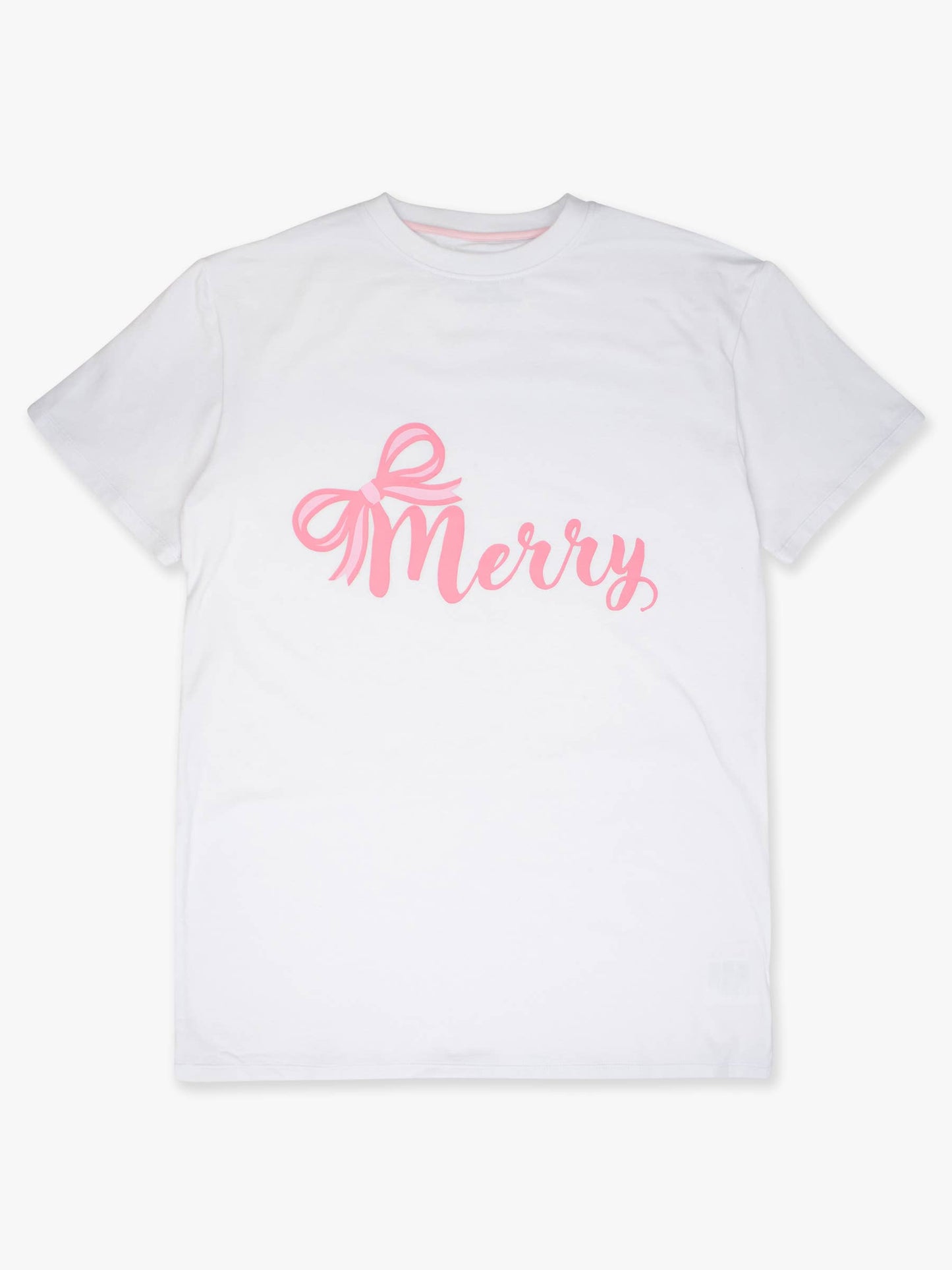 Adult Merry Bow White Short Sleeve Graphic Tee