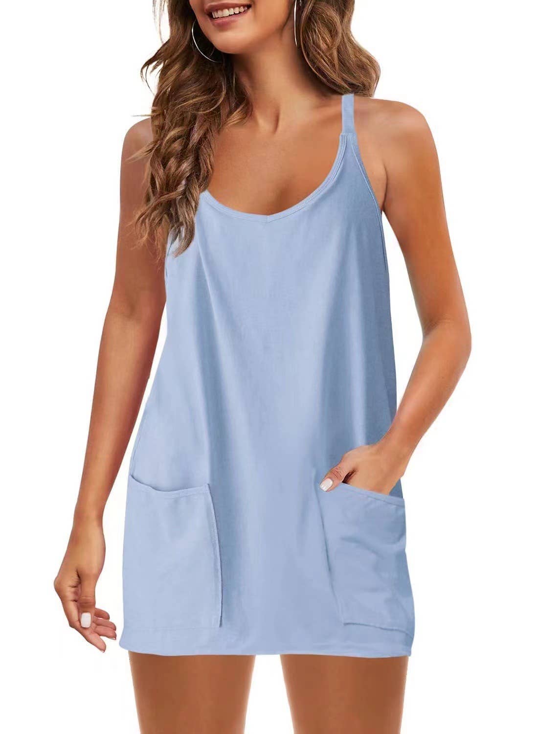 Sleeveless Tennis Mini Dress with Built in Romper Lining