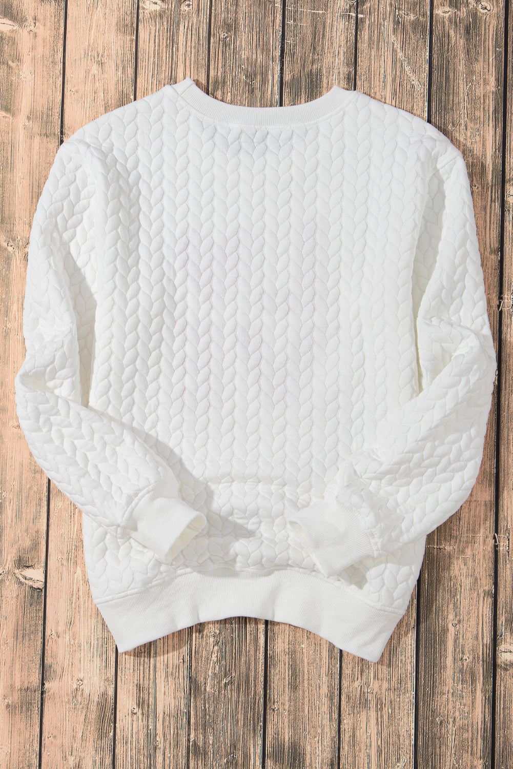 White XOXO Chenille Letter Patch Quilted Sweatshirt