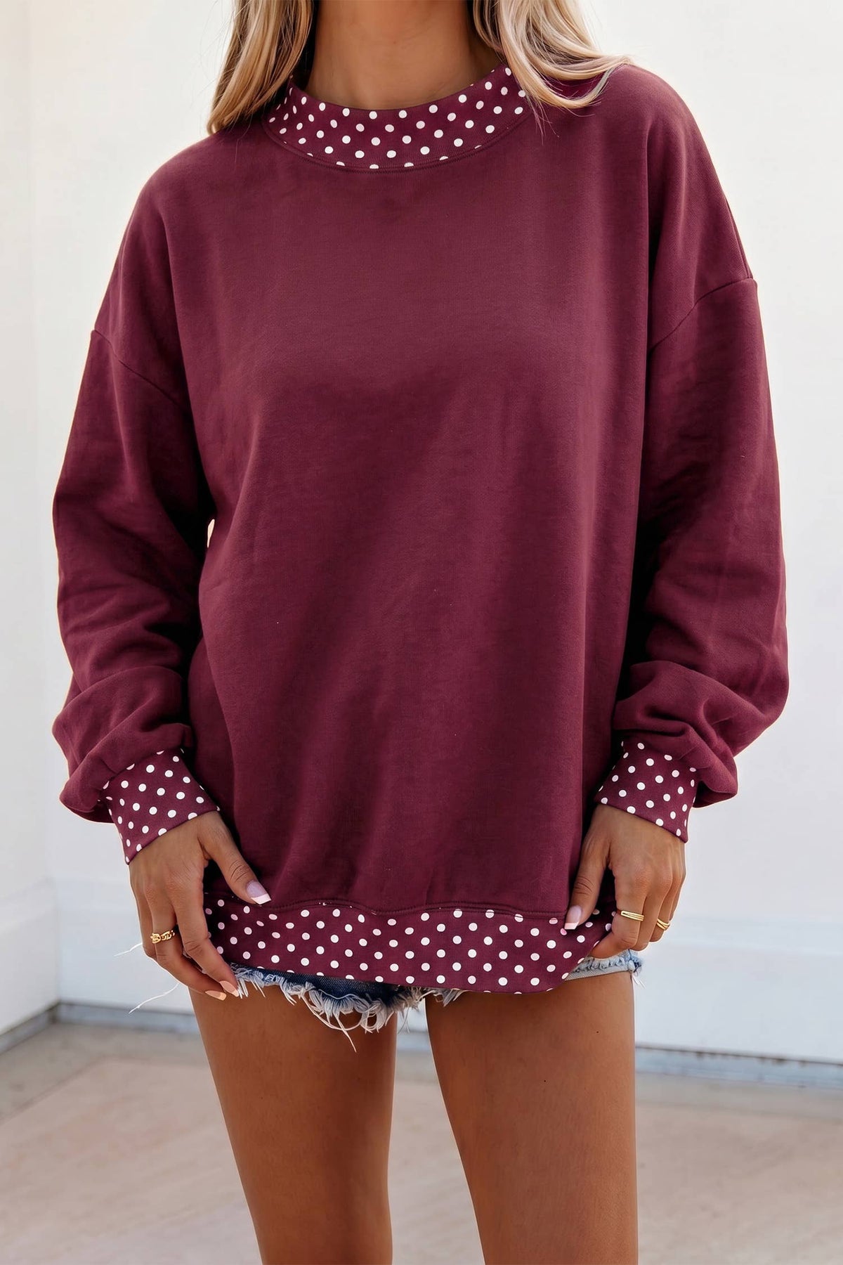 F/W26 HOT Polka Dot Mock Neck Sweatshirt | S-4X
