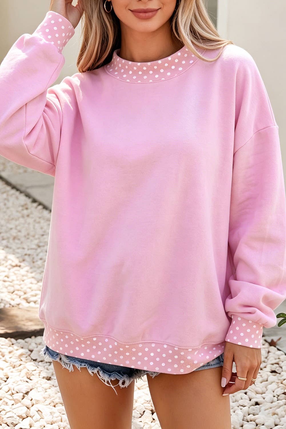 F/W26 HOT Polka Dot Mock Neck Sweatshirt | S-4X