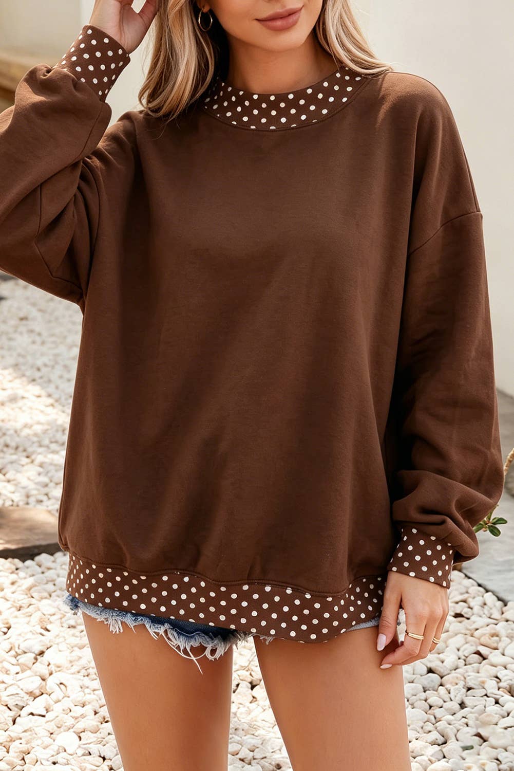 F/W26 HOT Polka Dot Mock Neck Sweatshirt | S-4X