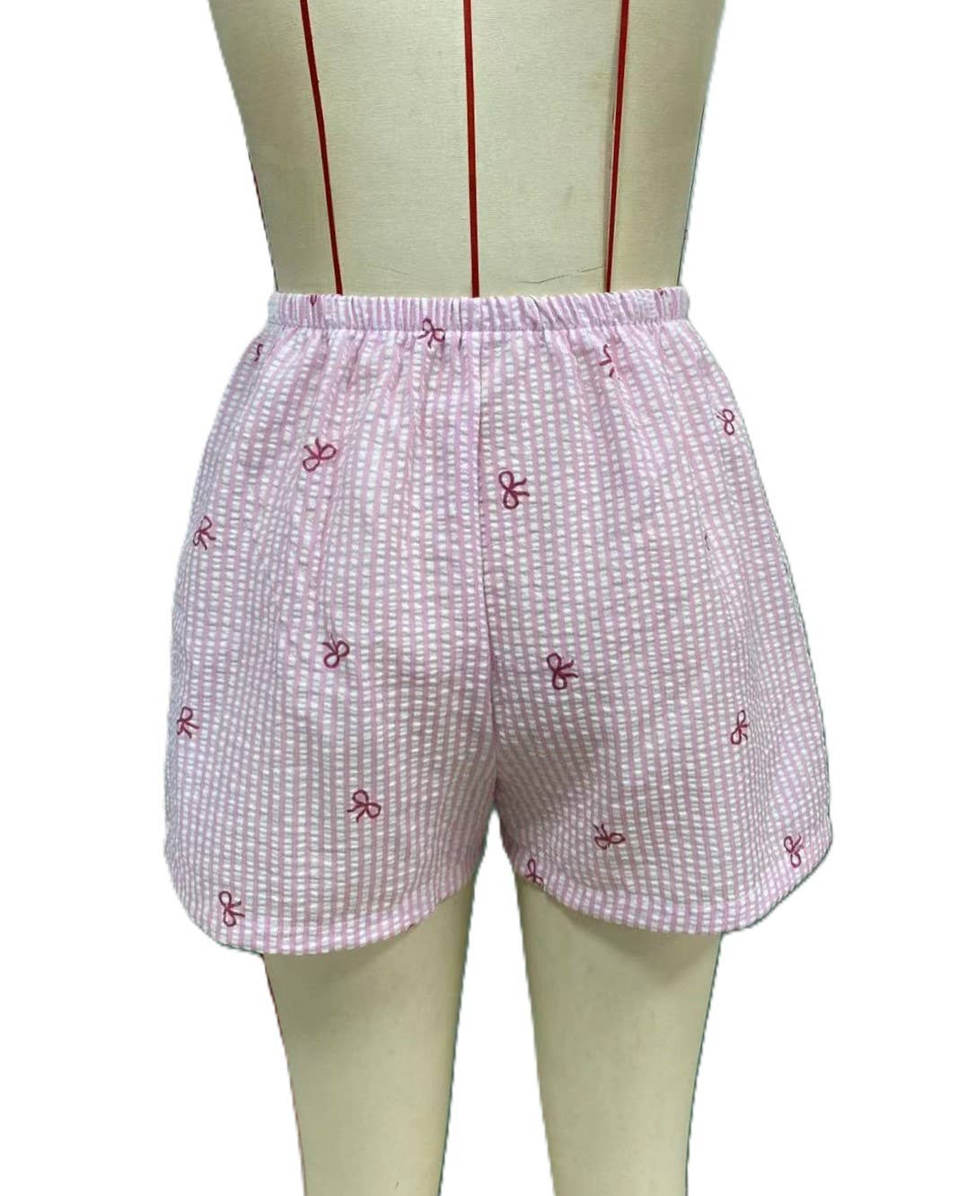 Comfy Adorable Pink Striped Bowknot Shorts
