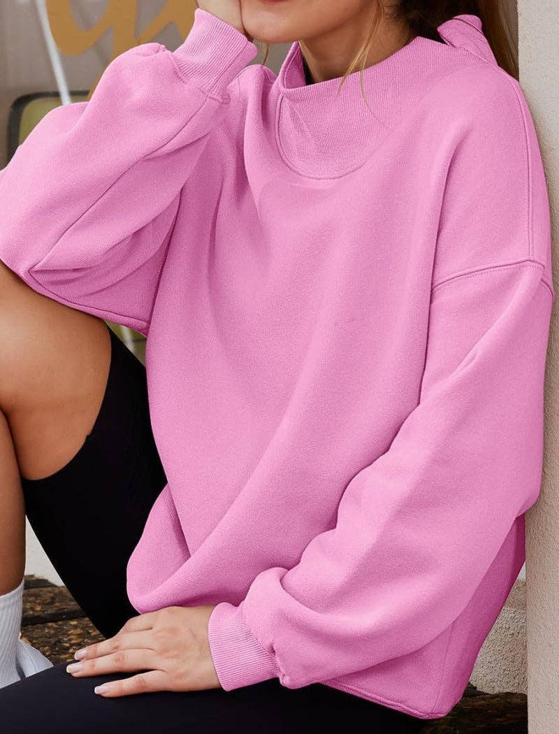 Oversized Mock Neck Top Sweatshirt