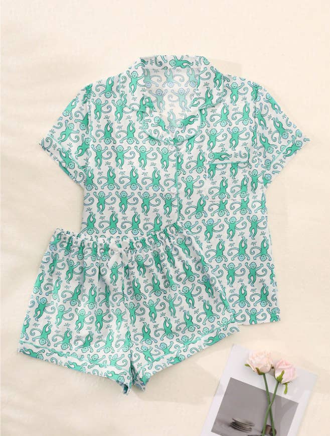 Cartoon Animal Print Comfy Sleepwear Set