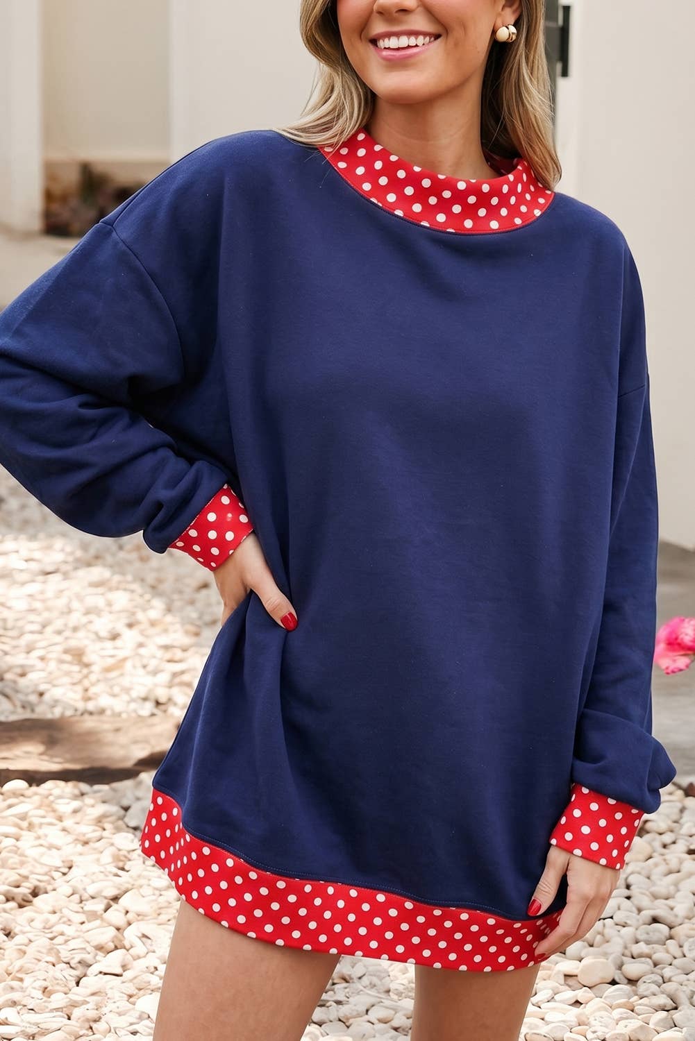 F/W26 HOT Polka Dot Mock Neck Sweatshirt | S-4X