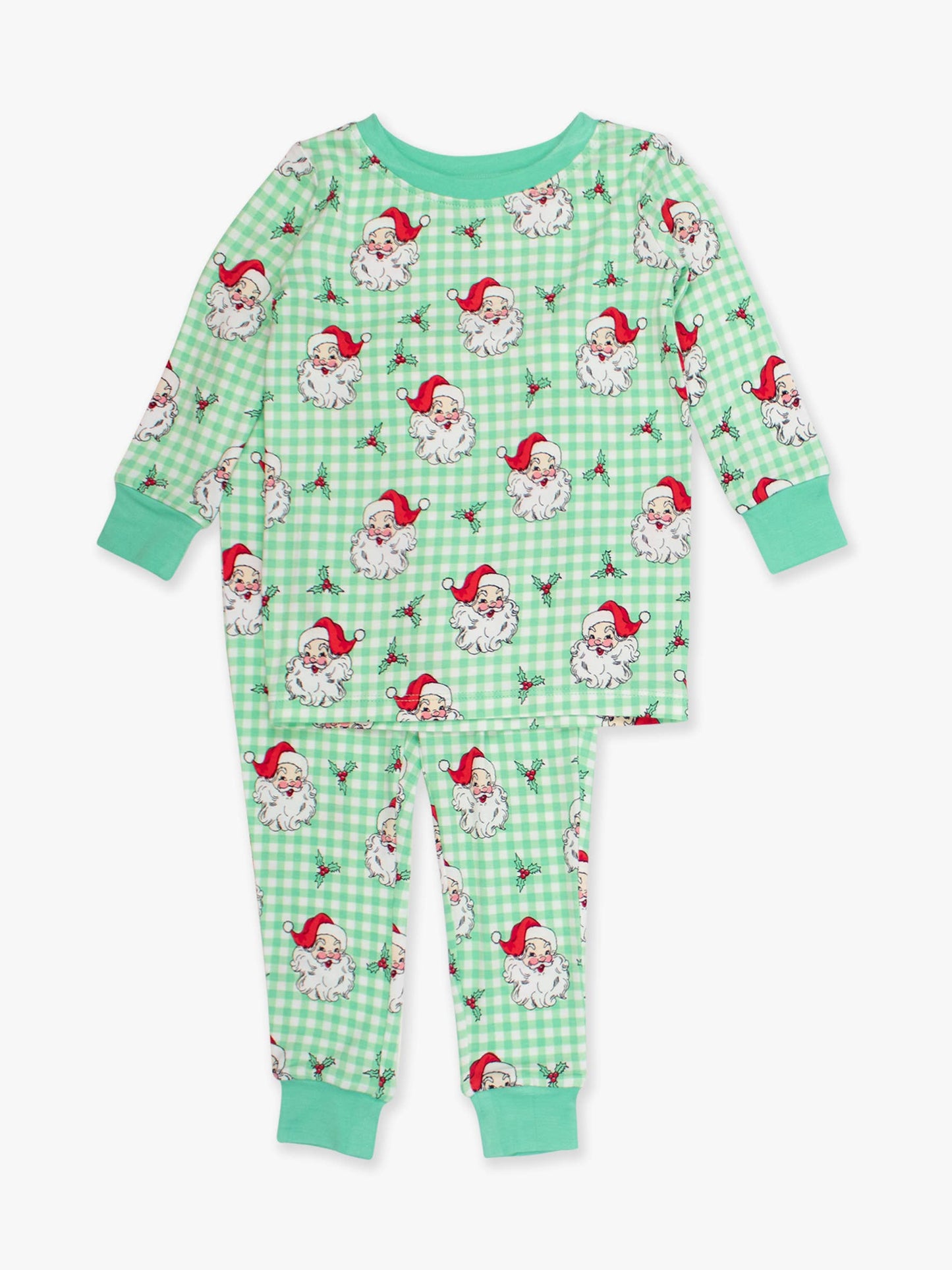 SoftSnooze™ Kids Bamboo Viscose Green Dear Santa Long Sleeve Pajama Set