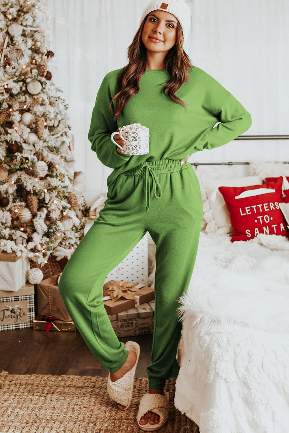 Beau Blue Long Sleeve Pullover & Jogger Pants Loungewear Set