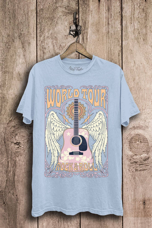 World Tour Rock Roll Graphic Top
