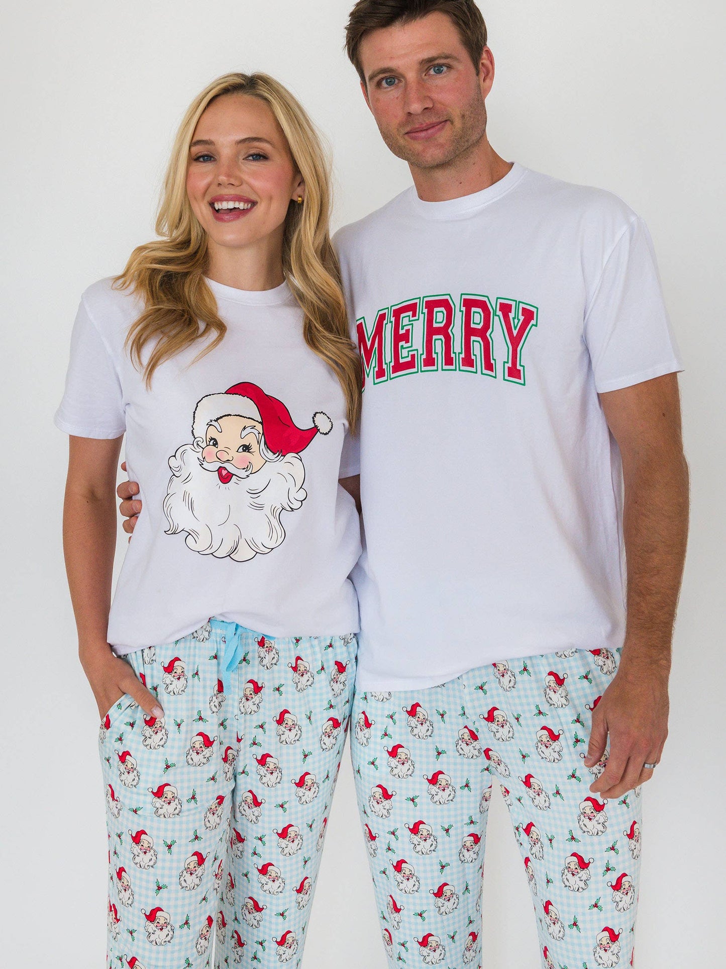 SoftSnooze™ Adult Bamboo Viscose Blue Dear Santa Pajama Pants