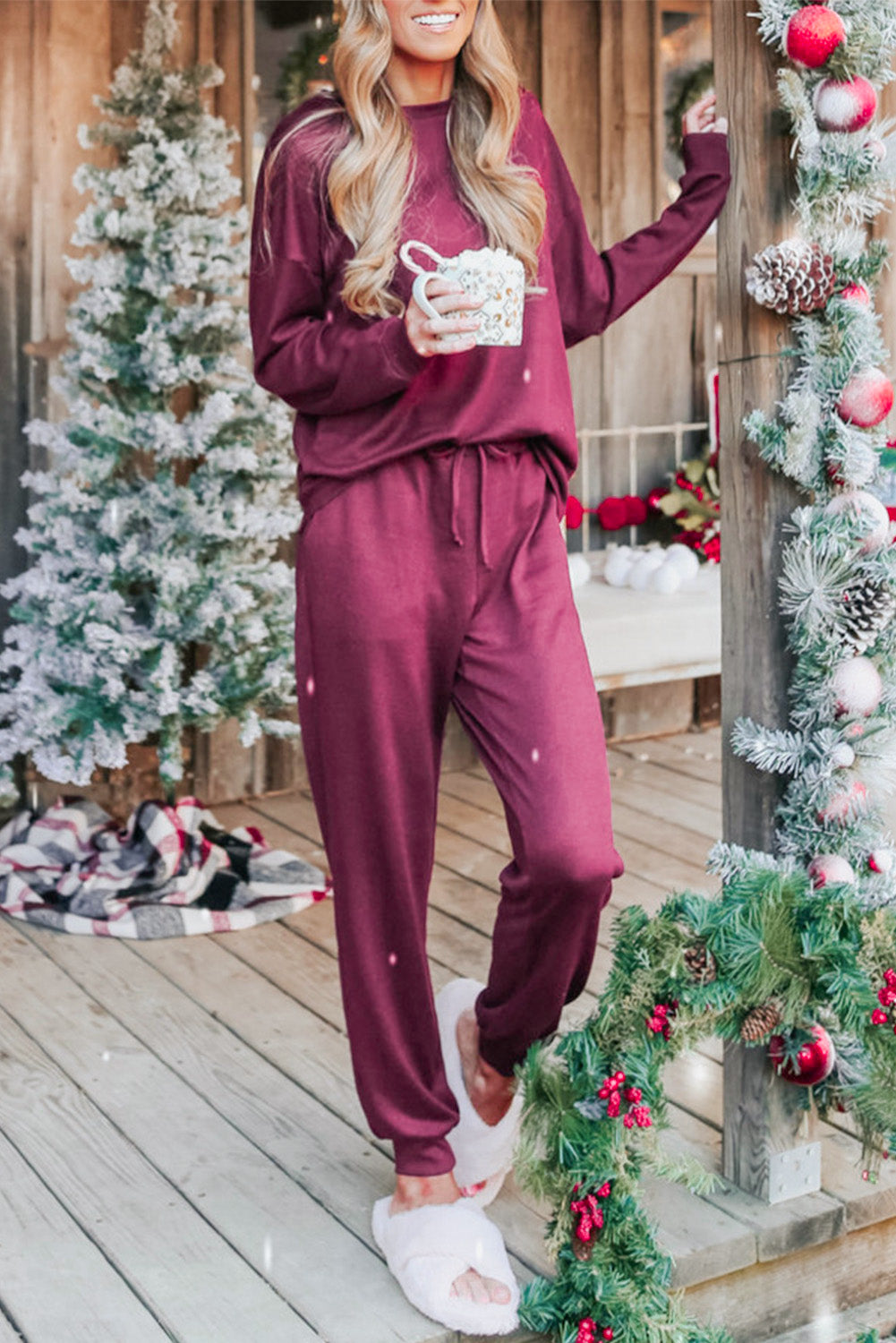 Beau Blue Long Sleeve Pullover & Jogger Pants Loungewear Set