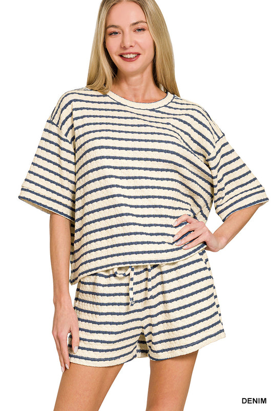 STRIPE SHORT SLEEVE SET