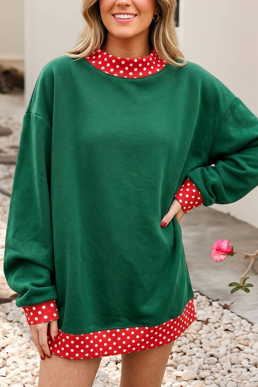 F/W26 HOT Polka Dot Mock Neck Sweatshirt | S-4X
