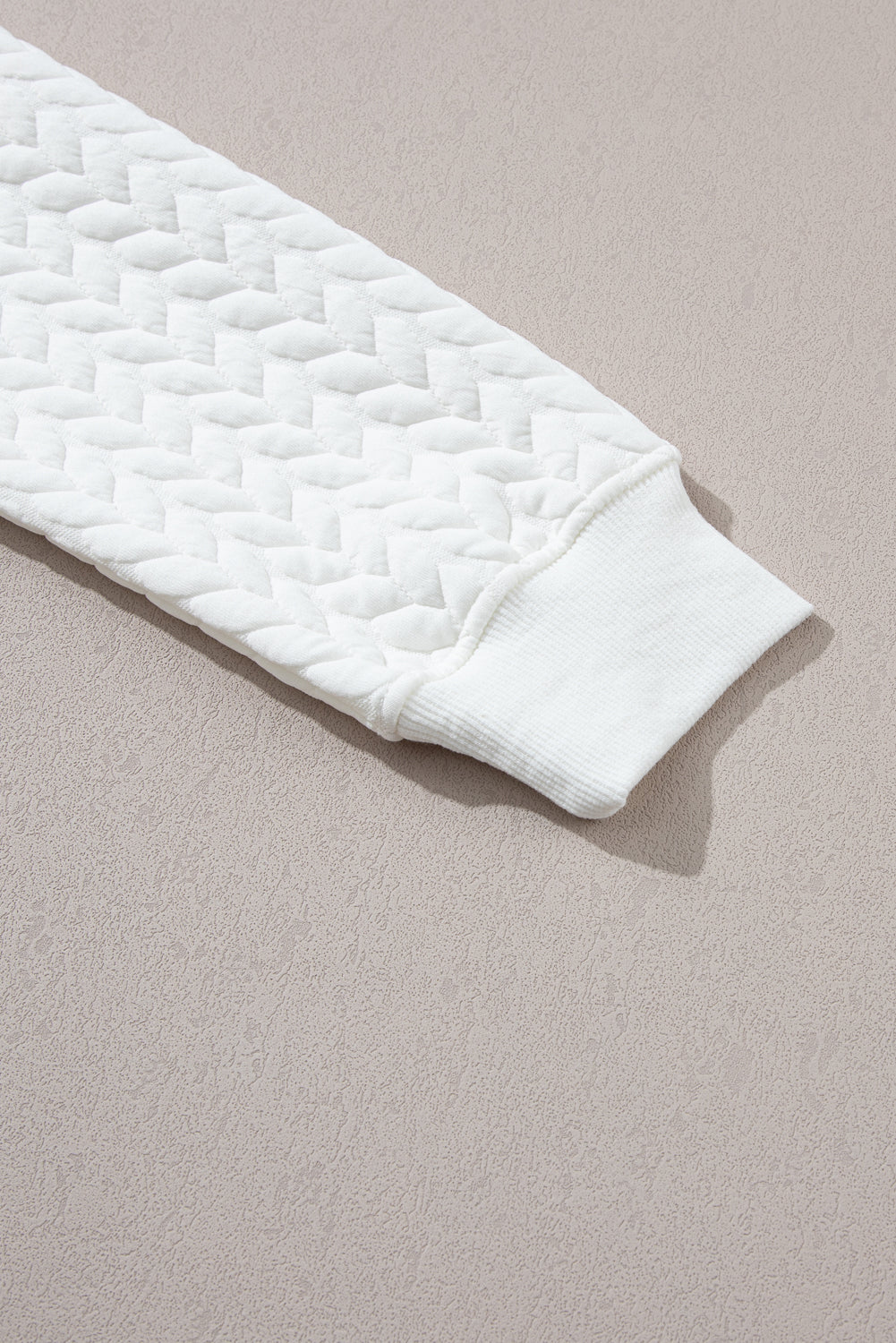 White XOXO Chenille Letter Patch Quilted Sweatshirt