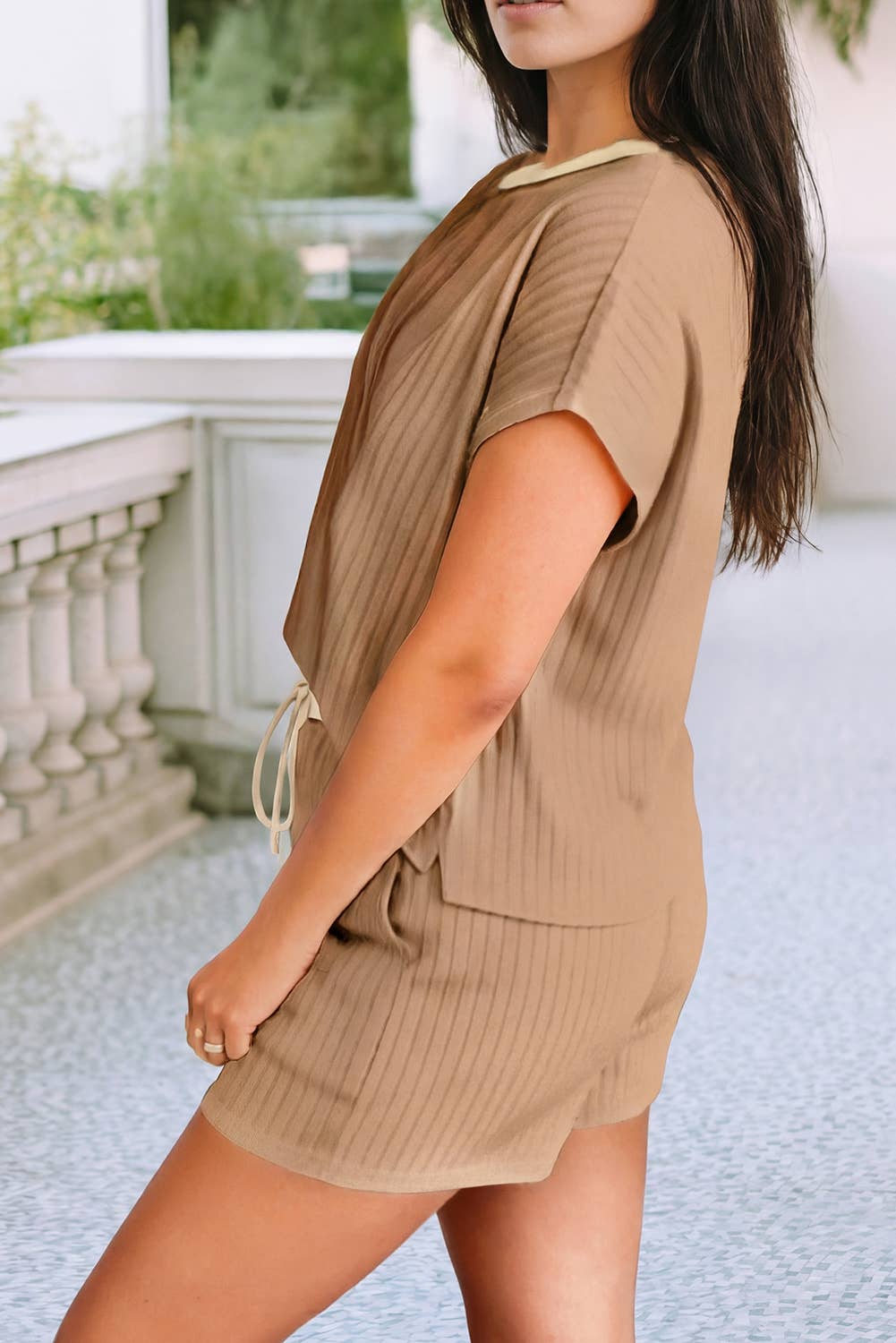 LDC Casual Solid Colorblock Short Sleeve Set|XS-4X