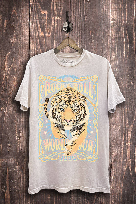 Rock Roll World Tour Tiger Graphic Top