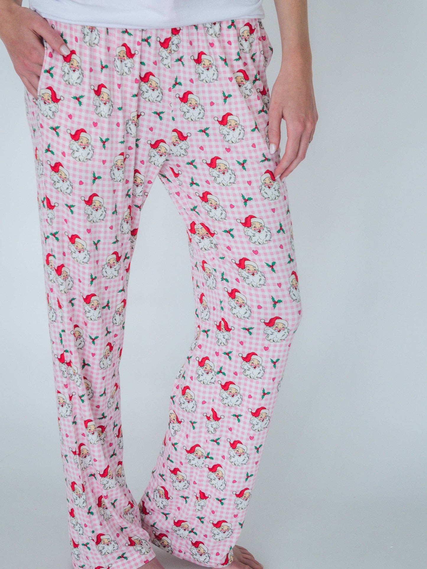 SoftSnooze™ Adult Bamboo Viscose Pink Dear Santa Pajama Pants