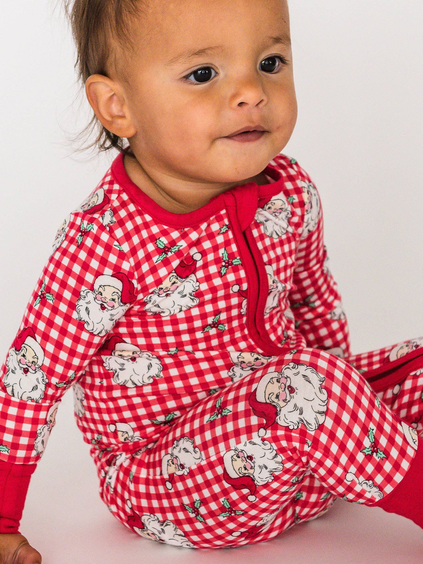 SoftSnooze™ Baby Bamboo Viscose Red Dear Santa Convertible One Piece Footie Pajama