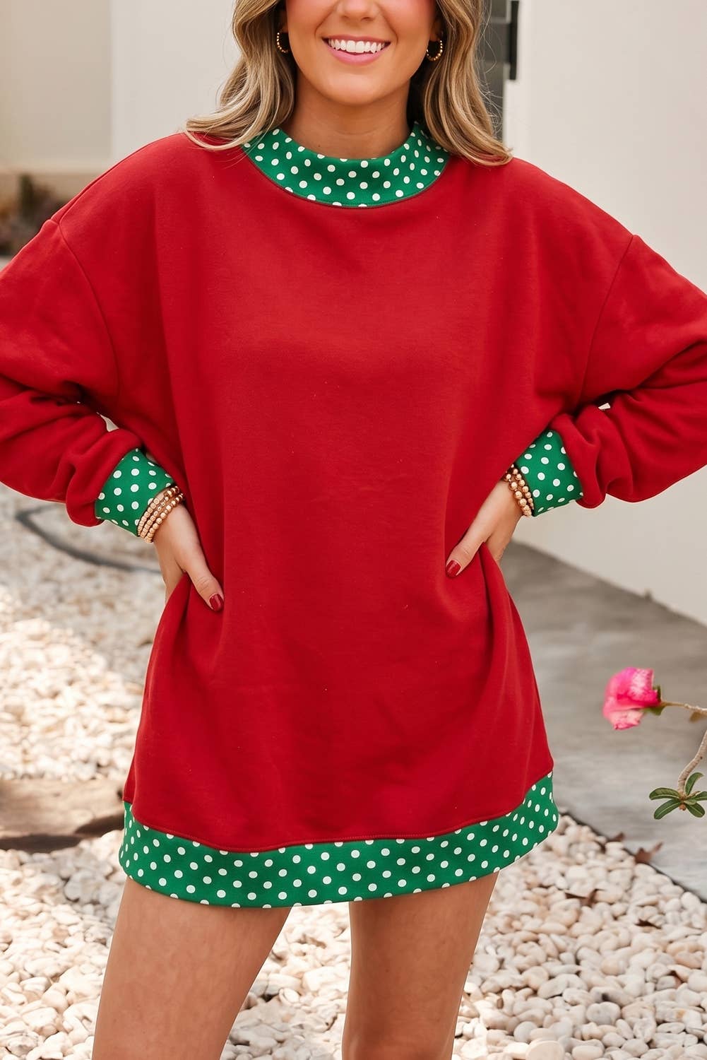F/W26 HOT Polka Dot Mock Neck Sweatshirt | S-4X