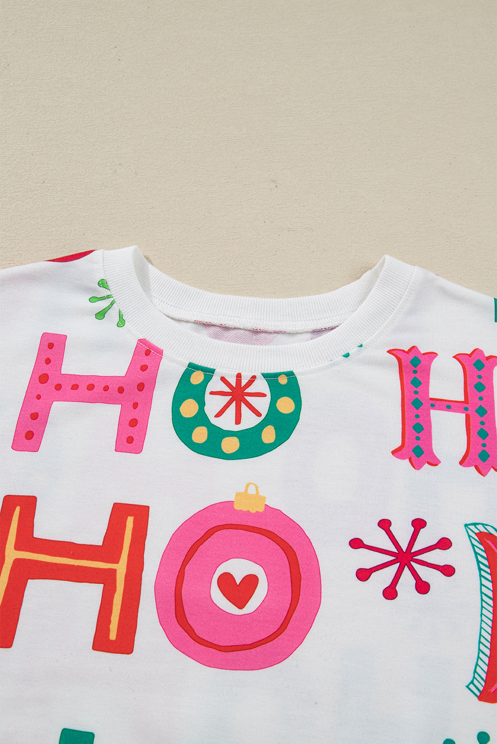 White Ho Ho Ho Letter Graphic Christmas Pajama Set