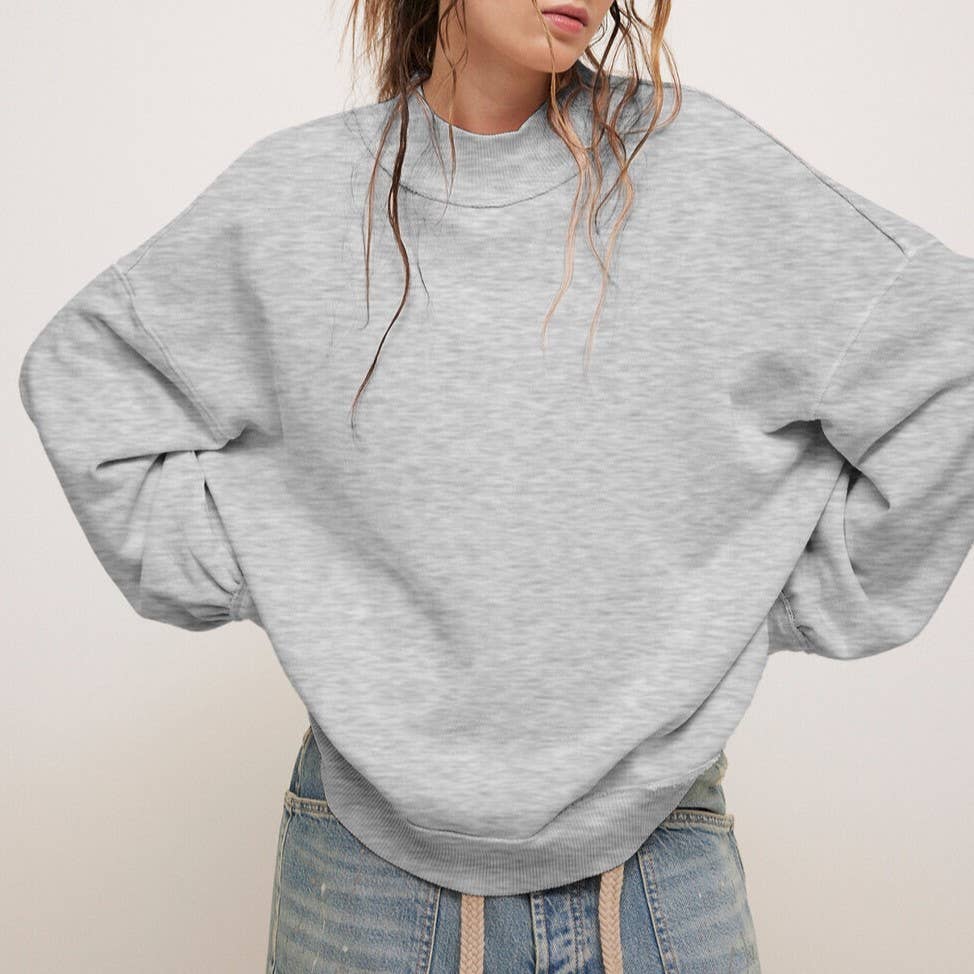 Drop Shoulder Exposed Seams Crewneck Sweatshirt