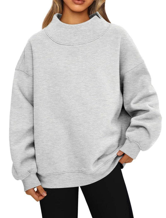 Oversized Mock Neck Top Sweatshirt