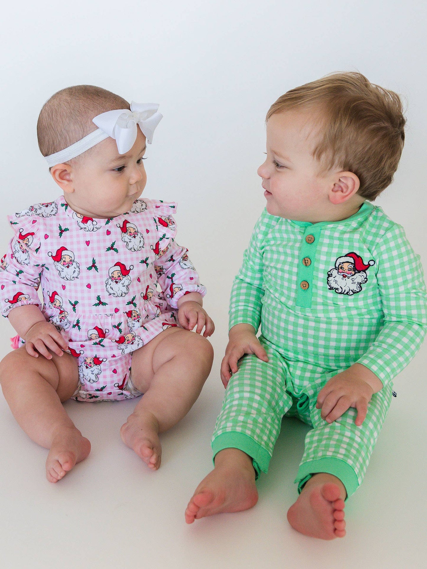 Baby Girls Pink Dear Santa Knit Long Sleeve Flutter Bubble Romper