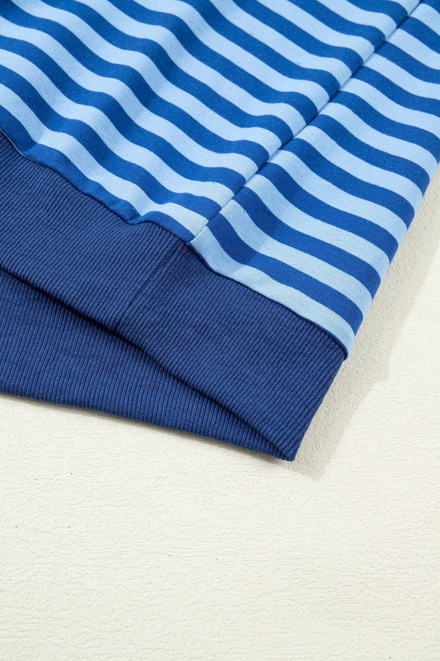 Stripe Long Sleeve Pullover Elastic Waist Shorts Set (S-XL)