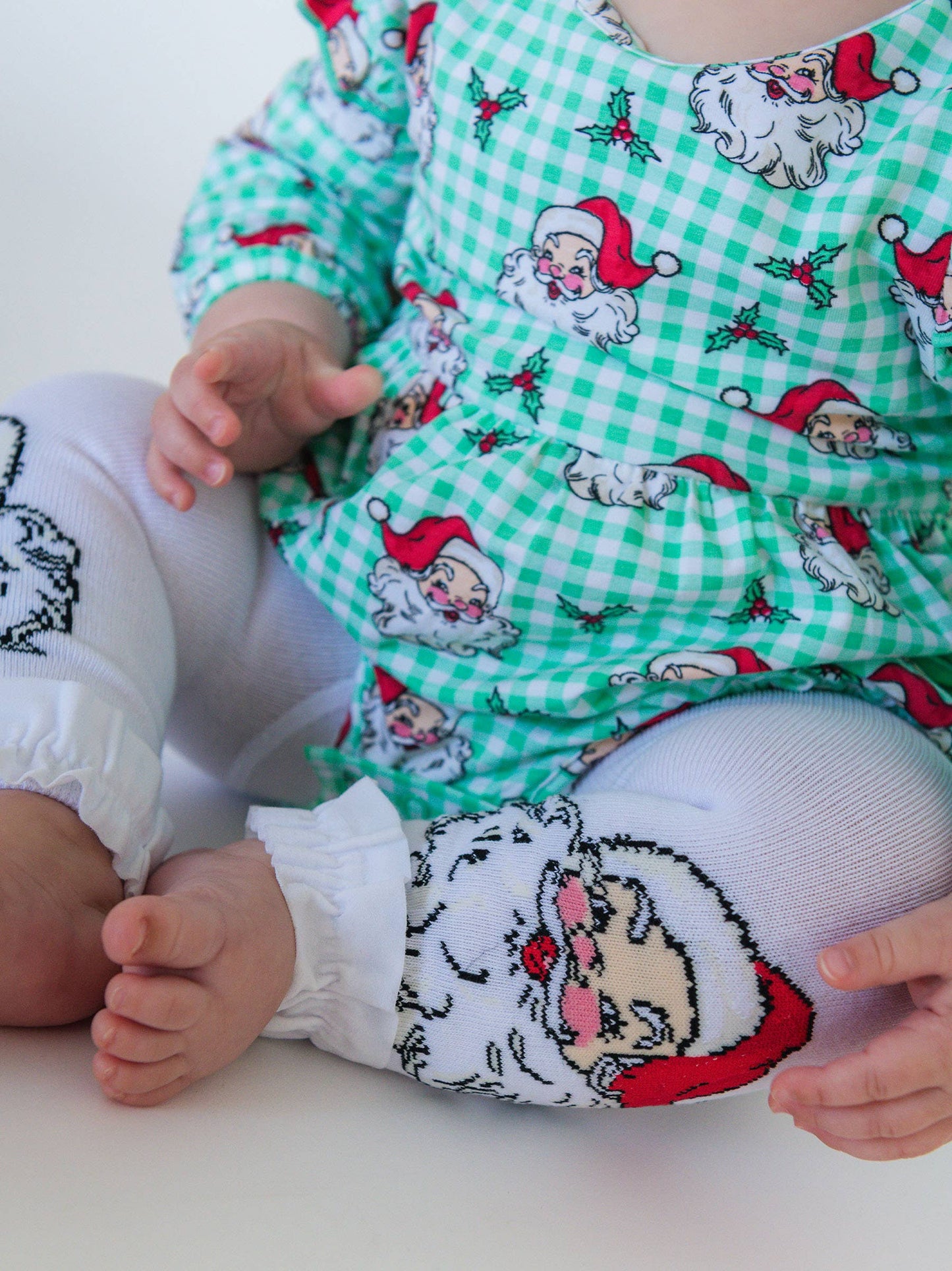 Girls Santa Joy Patterned Footless Ruffle Tights