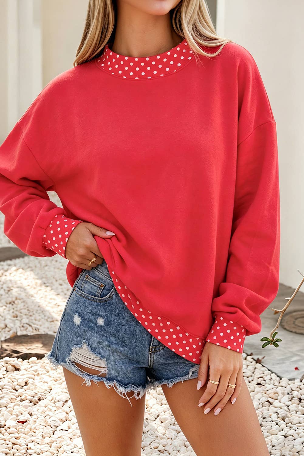 F/W26 HOT Polka Dot Mock Neck Sweatshirt | S-4X