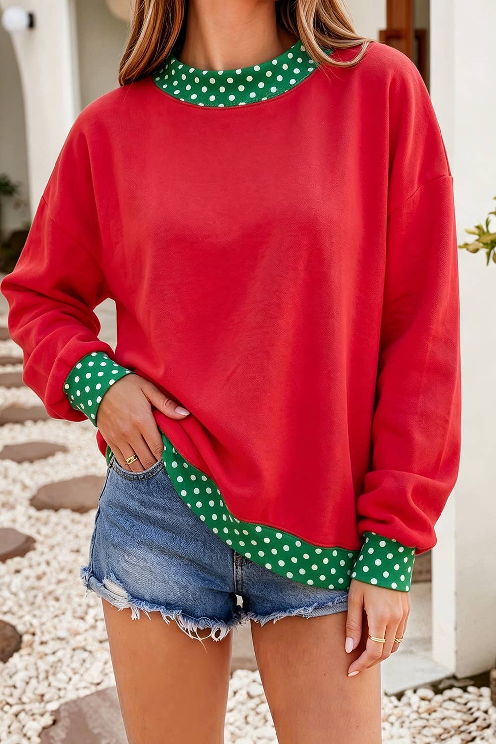 F/W26 HOT Polka Dot Mock Neck Sweatshirt | S-4X