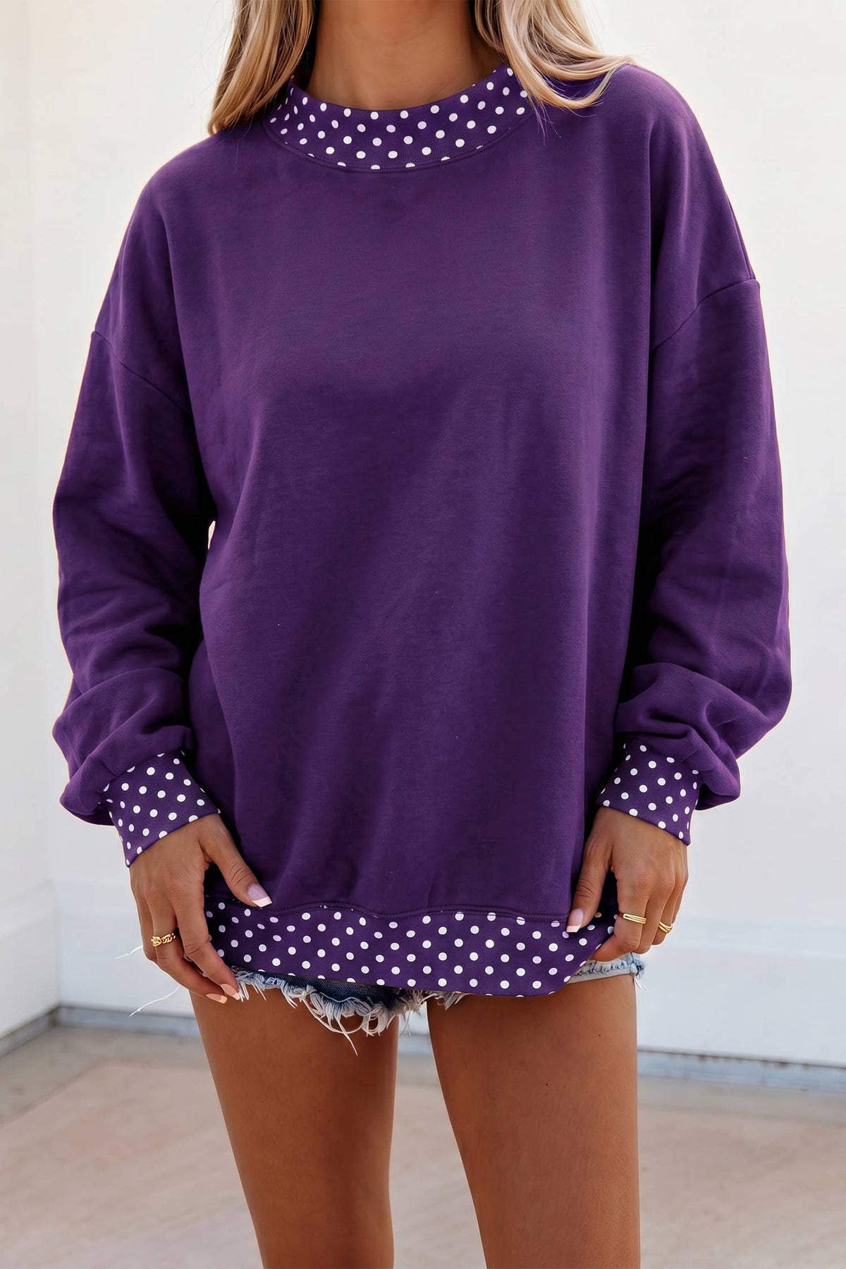 F/W26 HOT Polka Dot Mock Neck Sweatshirt | S-4X