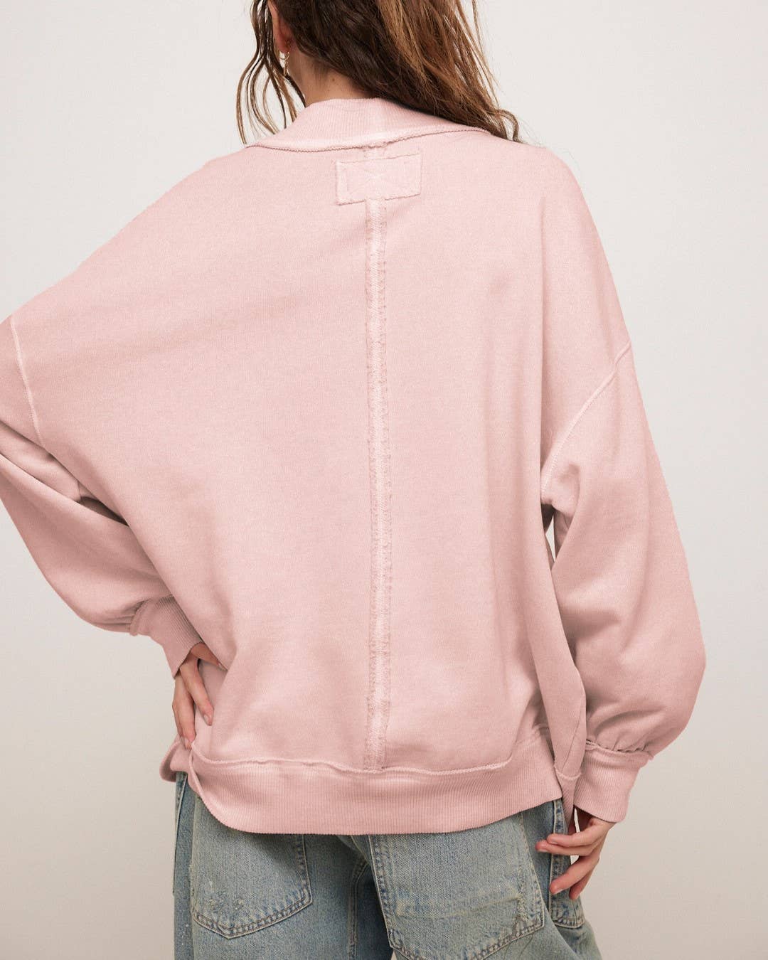 Drop Shoulder Exposed Seams Crewneck Sweatshirt