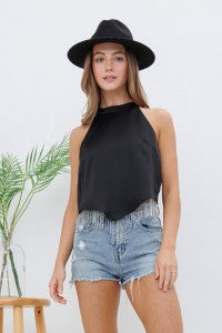 RHINESTONE FRINGE CROP TANK