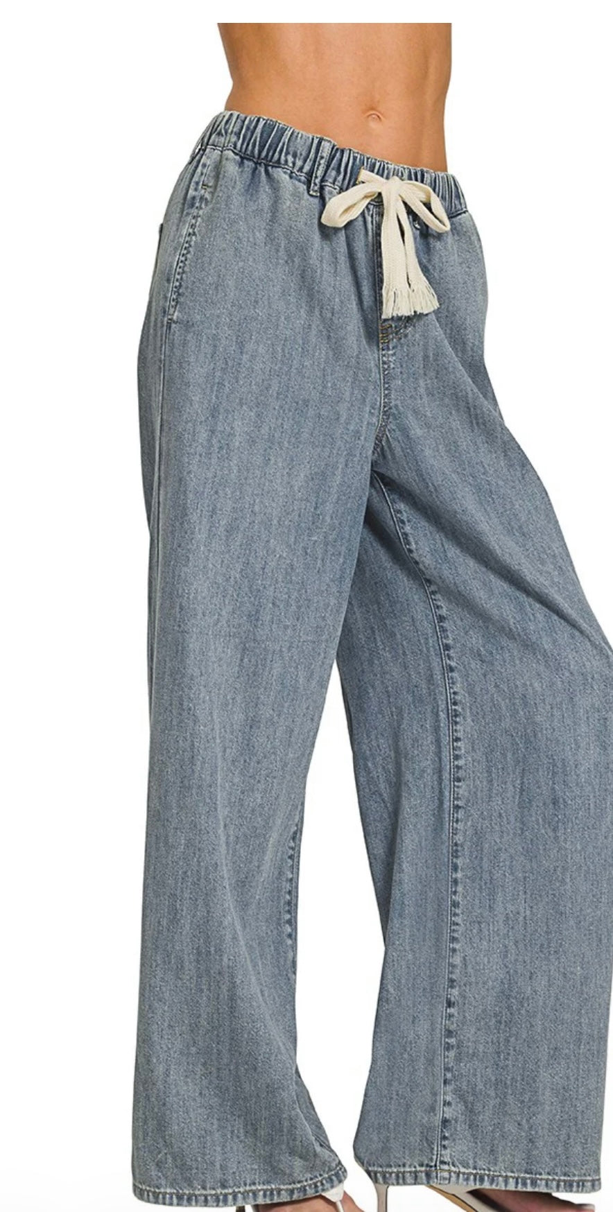 Drawstring Denim Pants