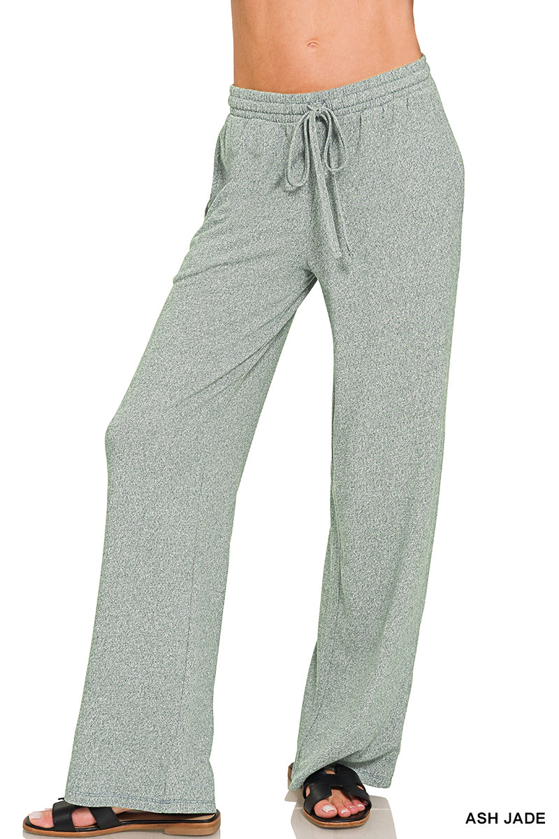 DRAWSTRING ELASTICBAND WAIST WIDE PANTS