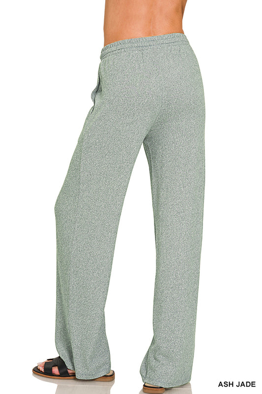 DRAWSTRING ELASTICBAND WAIST WIDE PANTS