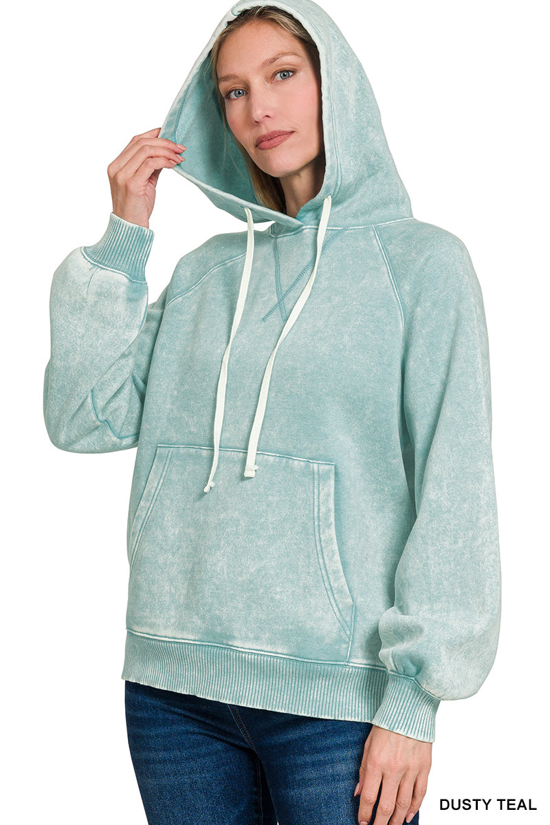 ACID WASH FLEECE HOODIE